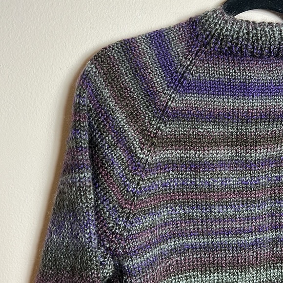 Handmade Knit Sweater Cardigan Open Front Purple Grey size S/M - Picture 9 of 12